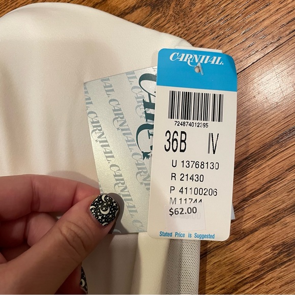 Carnival Invisible Plunge Longline Bra Ivory White Size 36 B - Picture 3 of 5